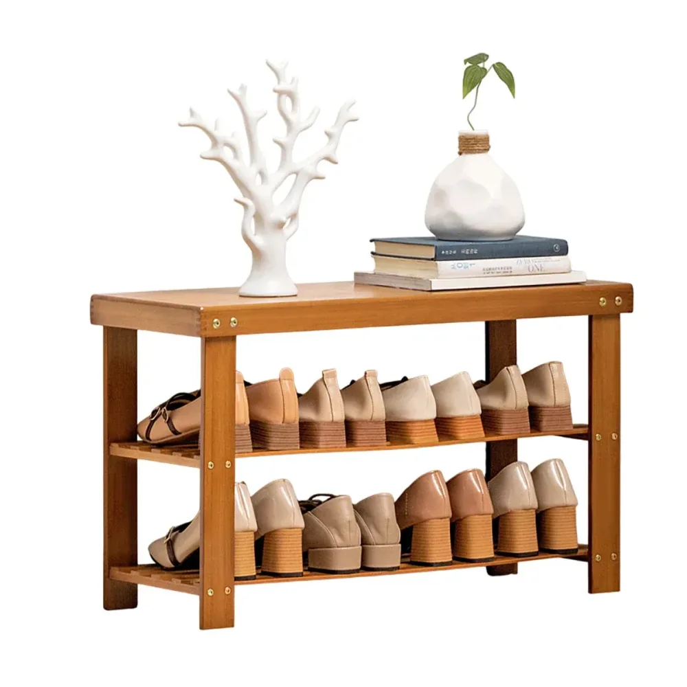 Shoe Changing Bench with Shoe Storage Rack Space Saving for Entryway Hallway