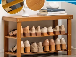 Shoe Changing Bench with Shoe Storage Rack Space Saving for Entryway Hallway
