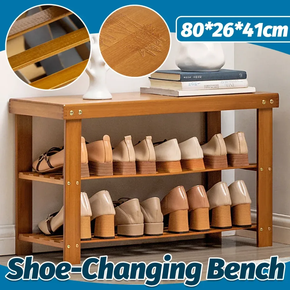 Shoe Changing Bench with Shoe Storage Rack Space Saving for Entryway Hallway