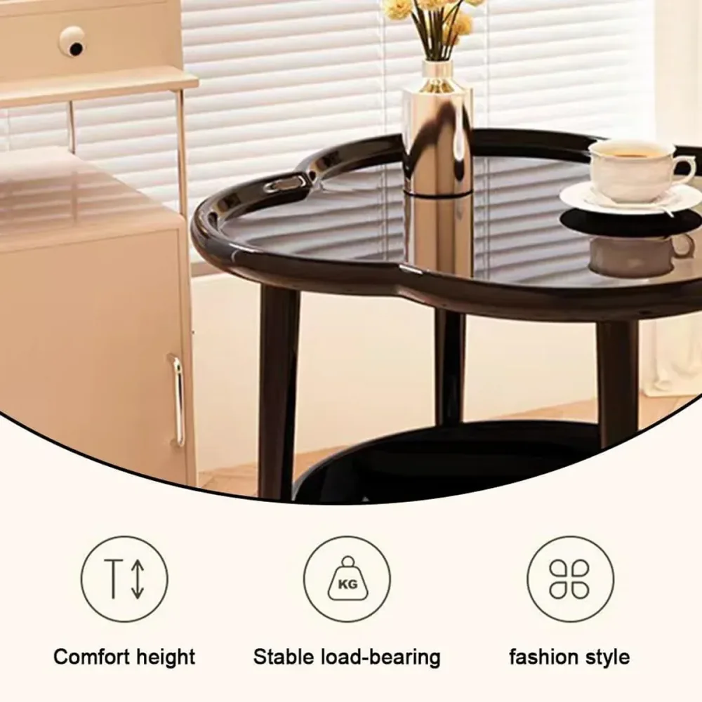 Trendy Black Round Coffee Side Table Modern Minimalist End Table for Living Room
