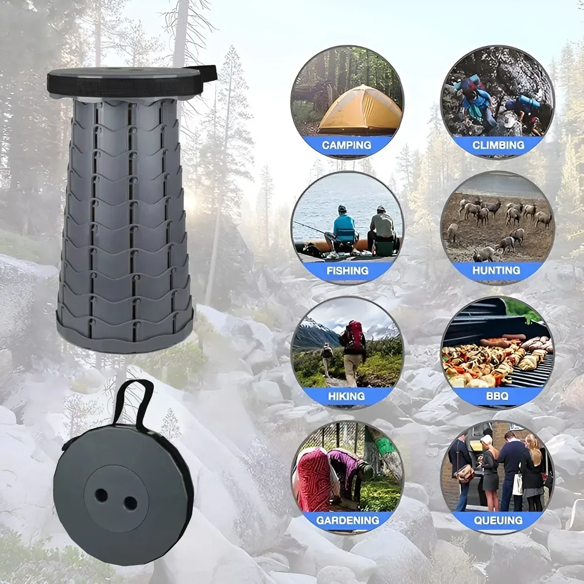 Portable Outdoor Travel Foldable Stool Camping Chair Lightweight Durable Use