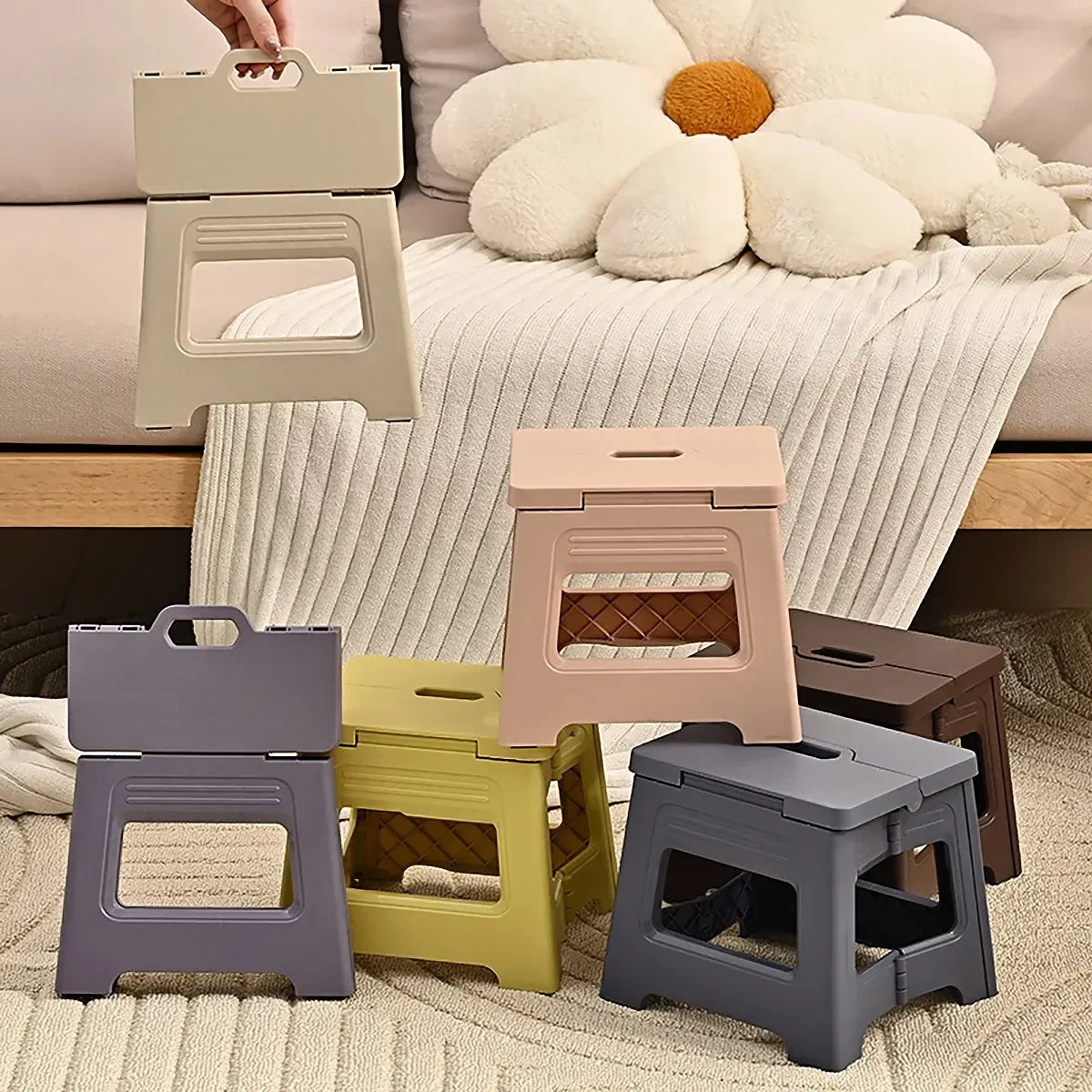 Portable Outdoor Plastic Folding Stool Lightweight Foldable For Camping Picnic
