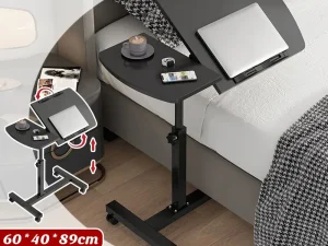 Bedside Table Mobile Height Adjustable Rotatable with Wheels Sturdy Durable