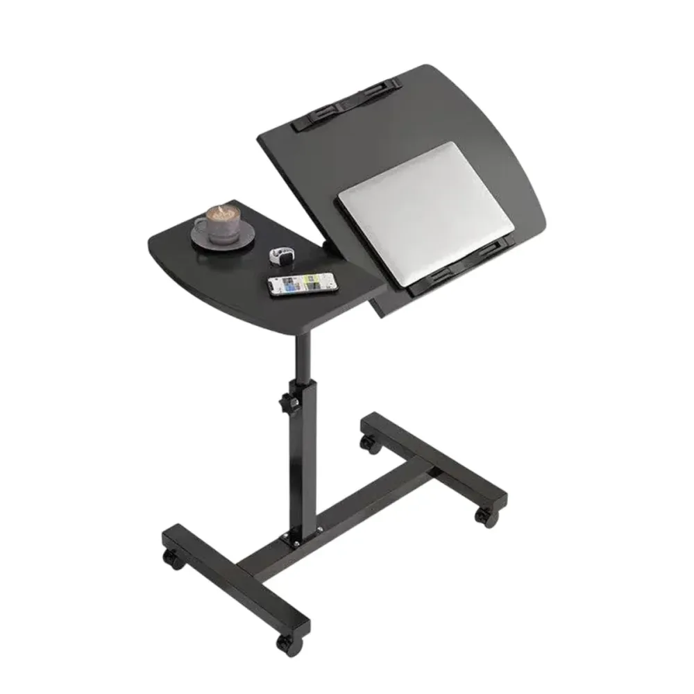 Bedside Table Mobile Height Adjustable Rotatable with Wheels Sturdy Durable