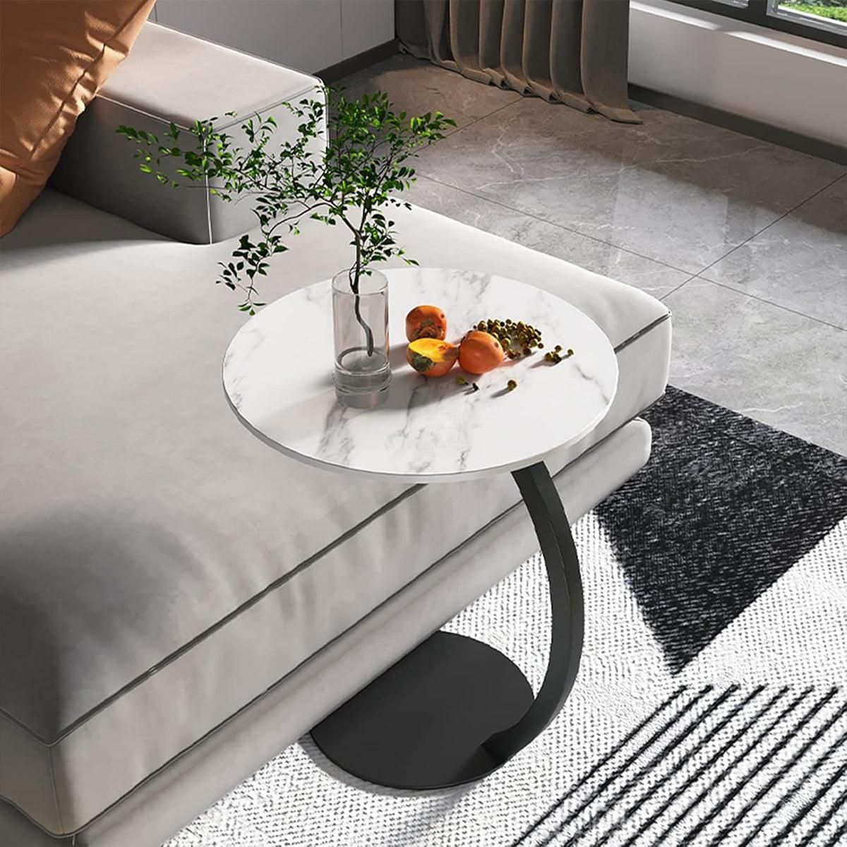 C Shaped Snack Side Table for Sofa Couch Small End Table for Living Room Bedroom