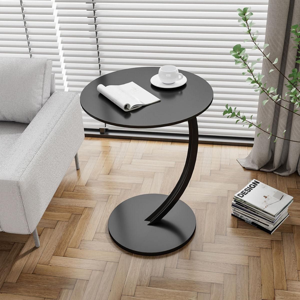 C Shaped Snack Side Table for Sofa Couch Small End Table for Living Room Bedroom