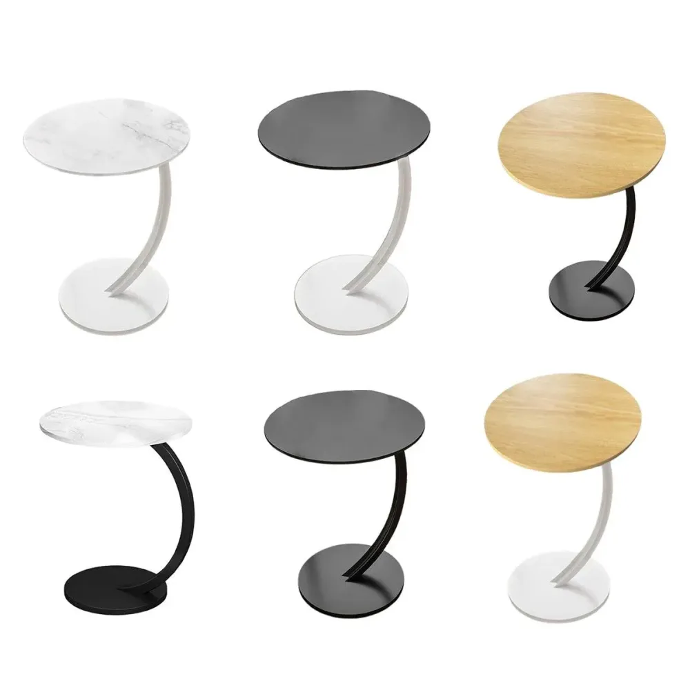 C Shaped Snack Side Table for Sofa Couch Small End Table for Living Room Bedroom