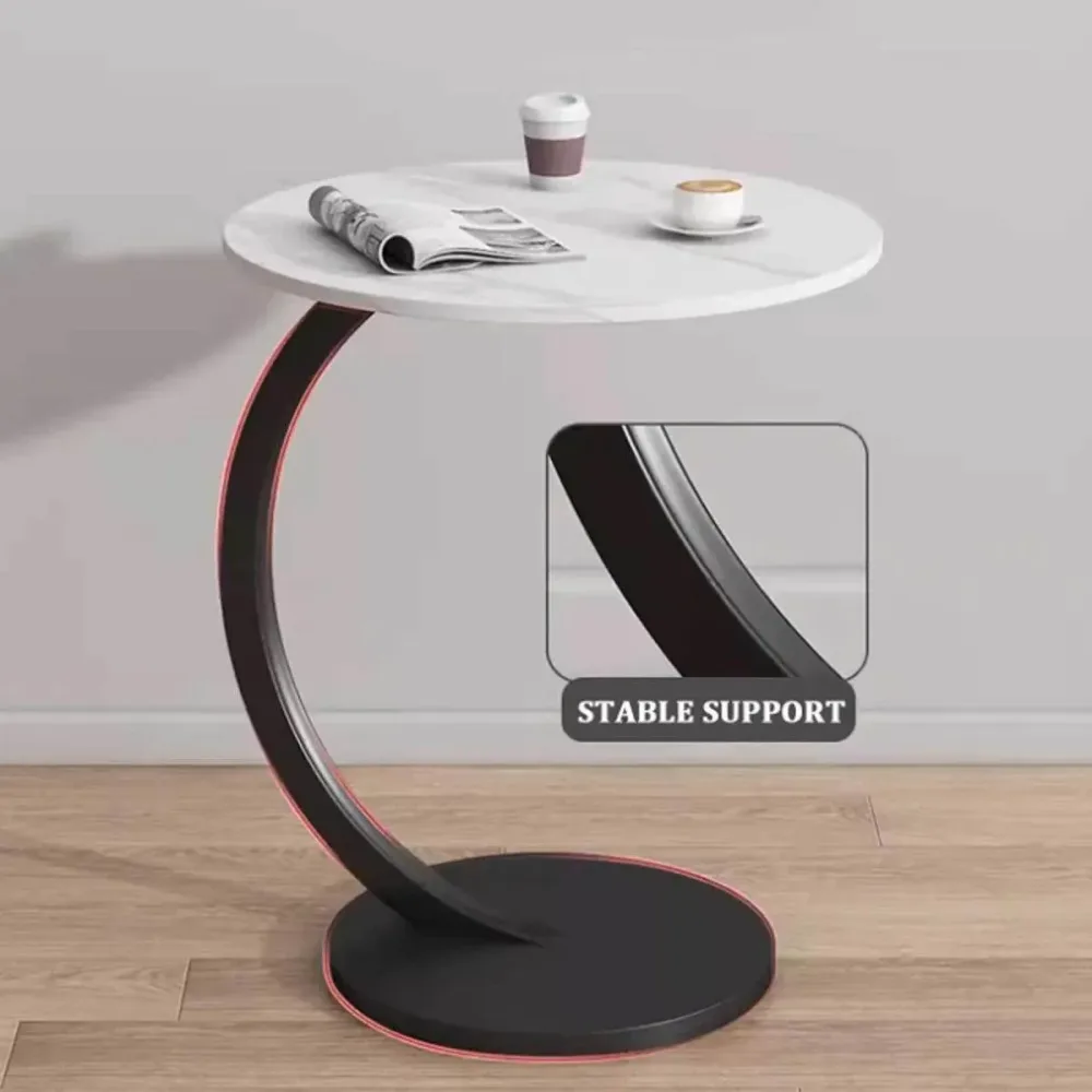 C Shaped Snack Side Table for Sofa Couch Small End Table for Living Room Bedroom