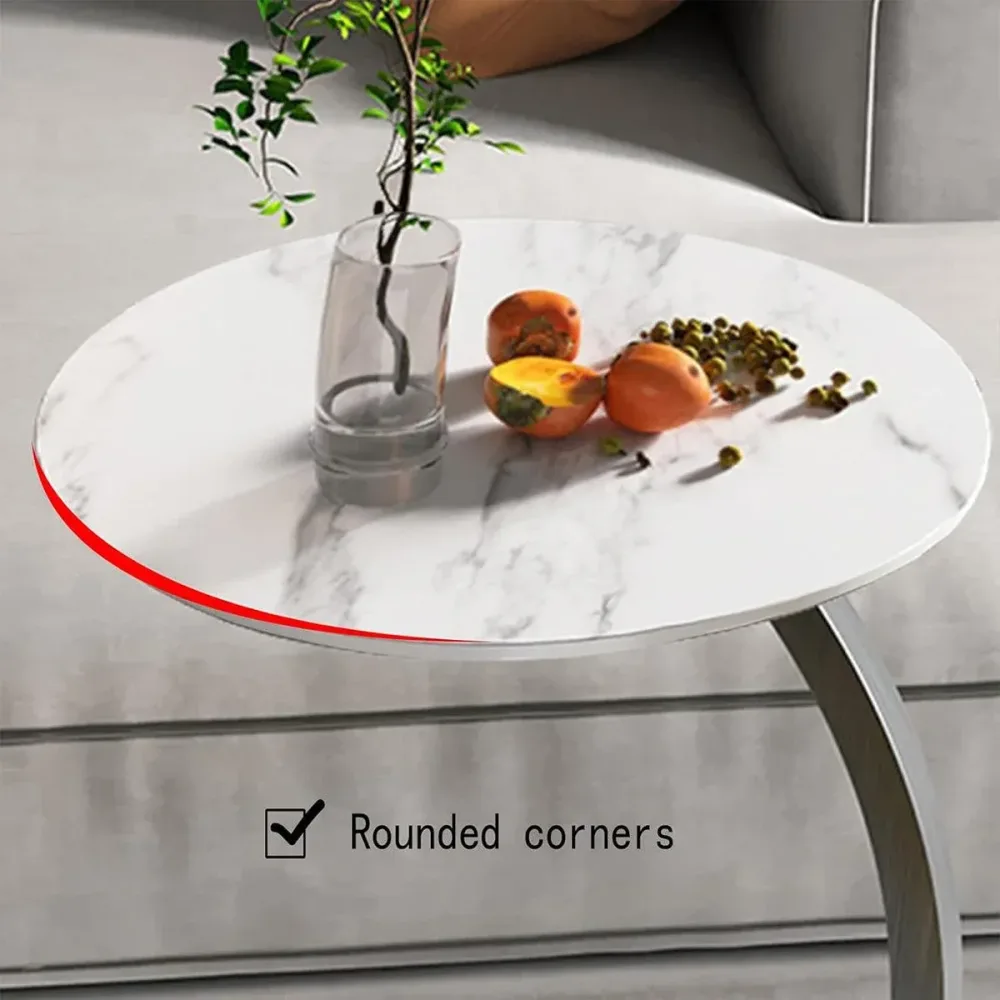C Shaped Snack Side Table for Sofa Couch Small End Table for Living Room Bedroom