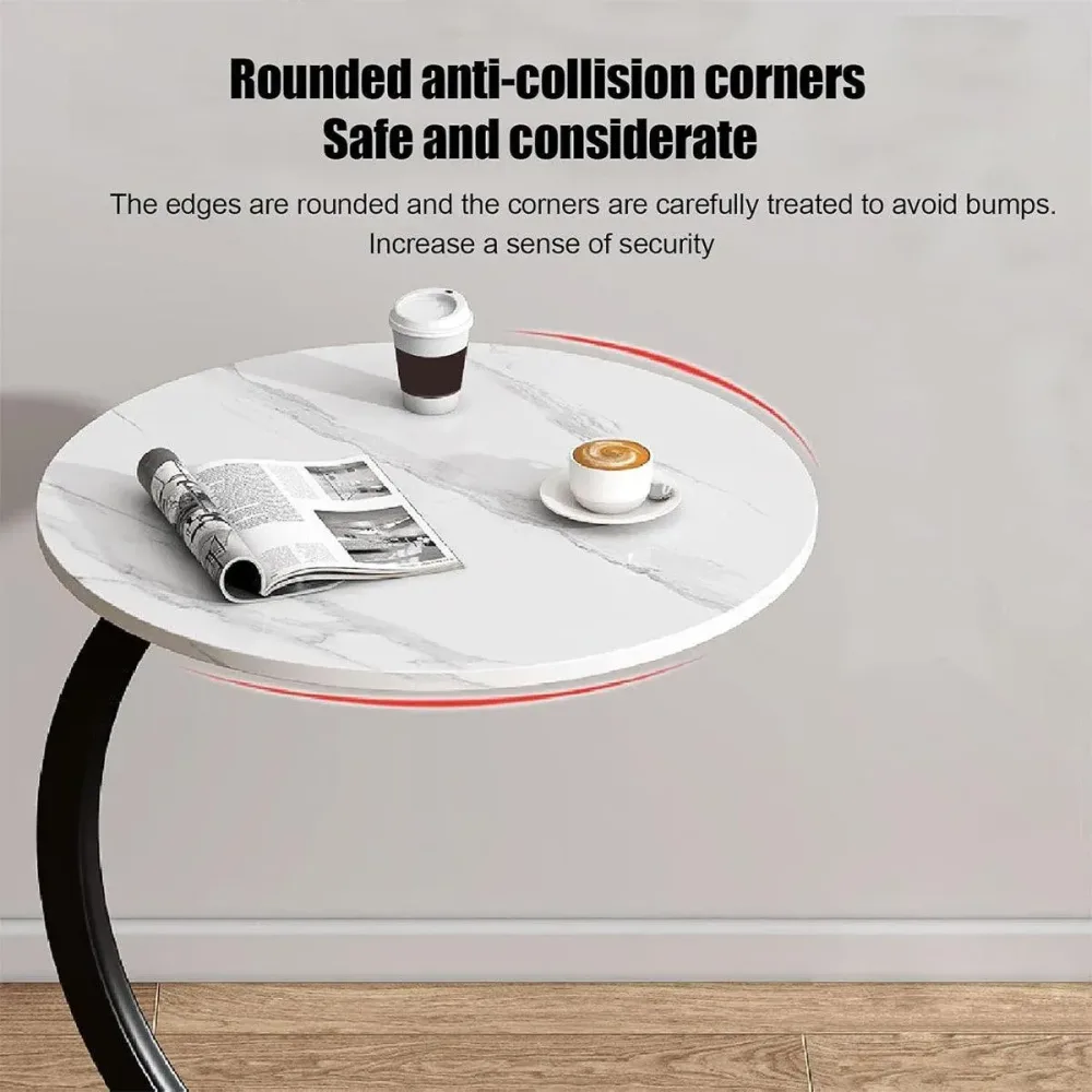 C Shaped Snack Side Table for Sofa Couch Small End Table for Living Room Bedroom