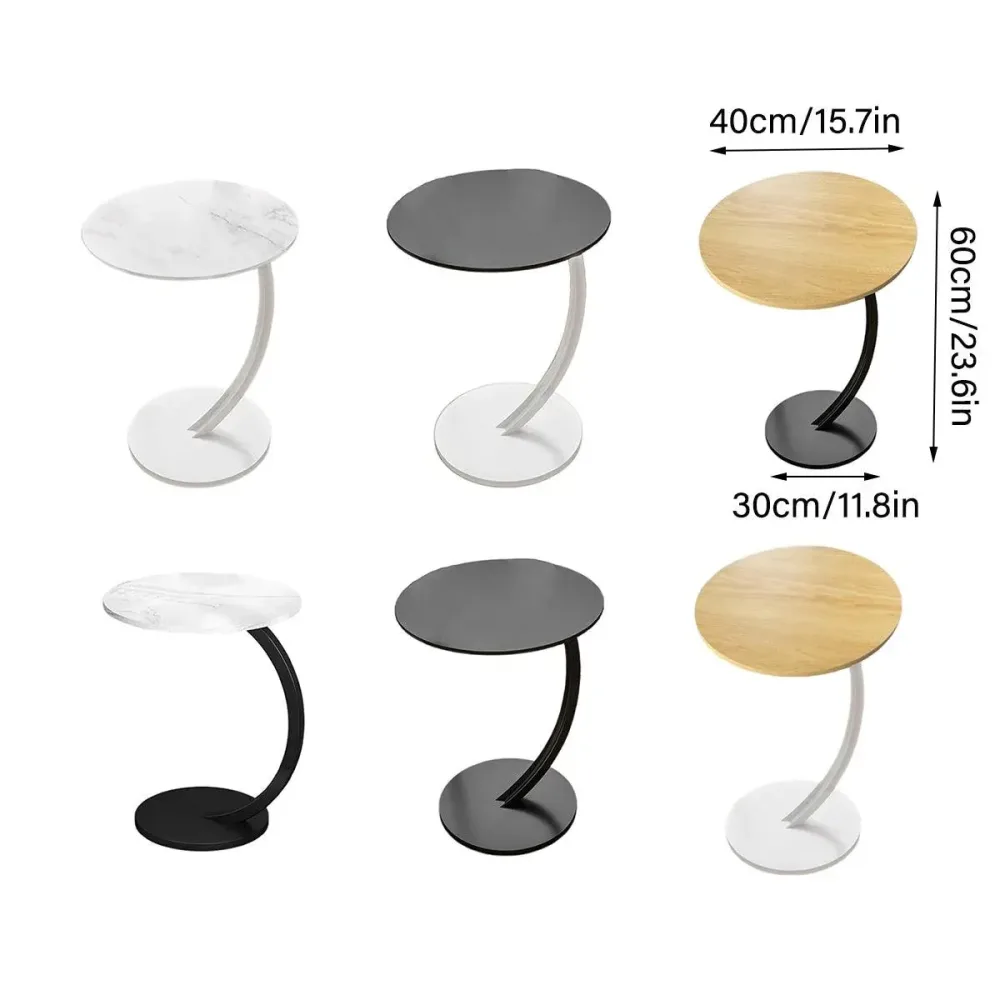 C Shaped Snack Side Table for Sofa Couch Small End Table for Living Room Bedroom