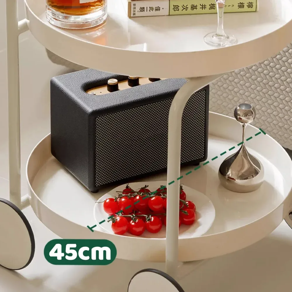 Movable Side Tea Table Armrest Double-Layer Storage For Family Sofa Cart Shelf