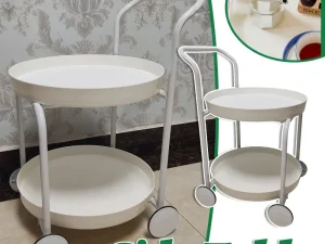 Movable Side Tea Table Armrest Double-Layer Storage For Family Sofa Cart Shelf