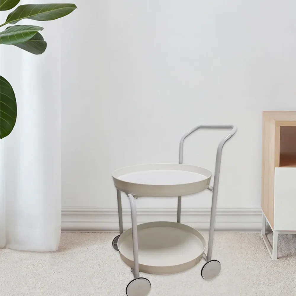 Movable Side Tea Table Armrest Double-Layer Storage For Family Sofa Cart Shelf