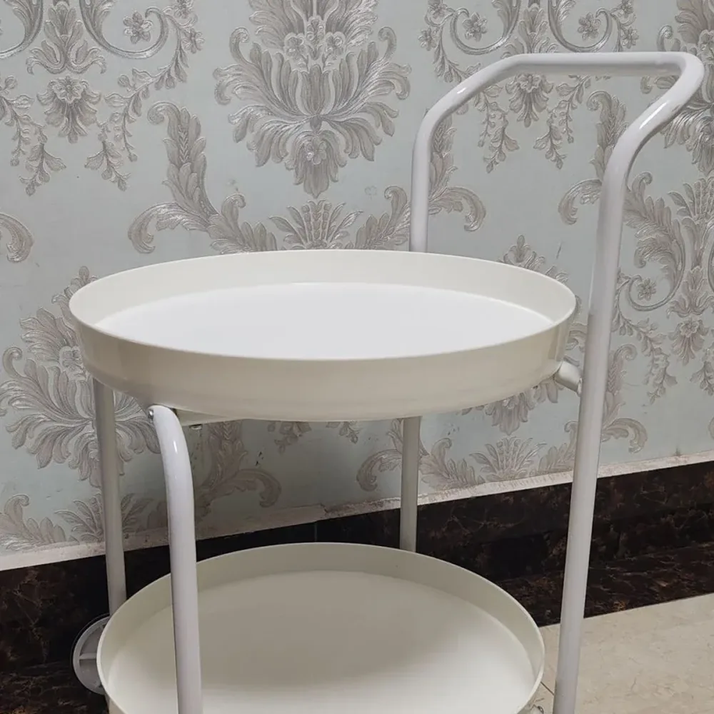 Movable Side Tea Table Armrest Double-Layer Storage For Family Sofa Cart Shelf