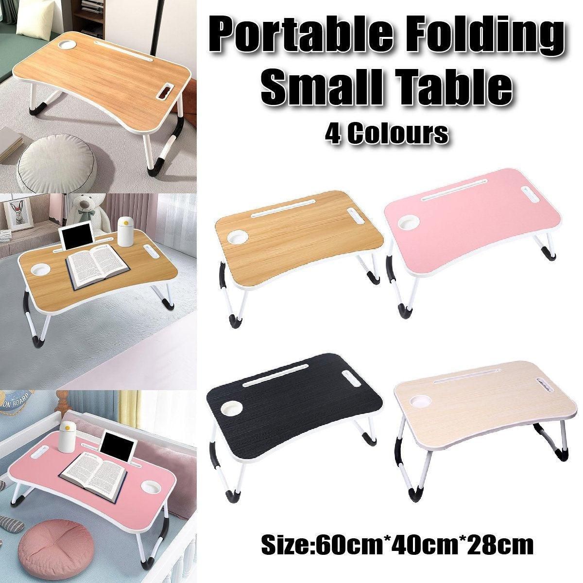 Laptop Bed Table Foldable Lap Standing Desk w/ Cup Slot for Indoor Picnic Tray