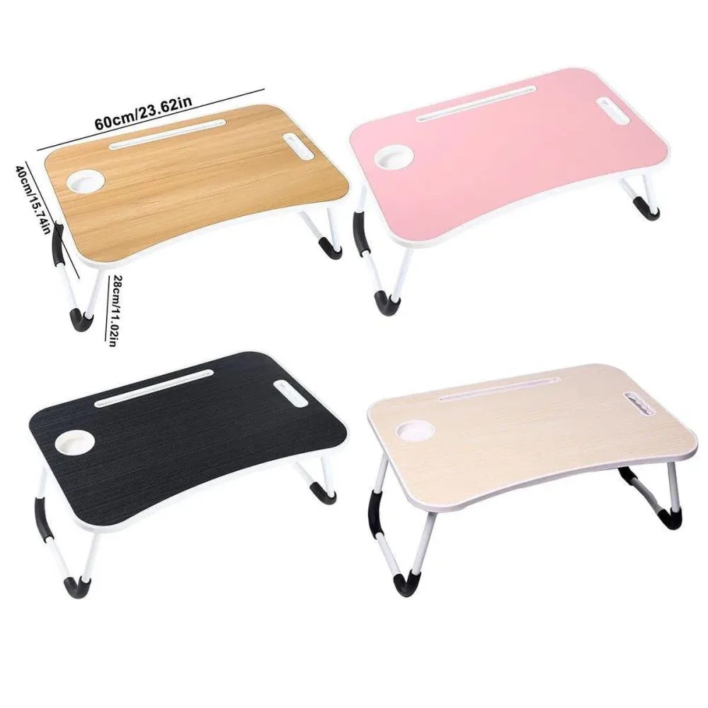 Laptop Bed Table Foldable Lap Standing Desk w/ Cup Slot for Indoor Picnic Tray
