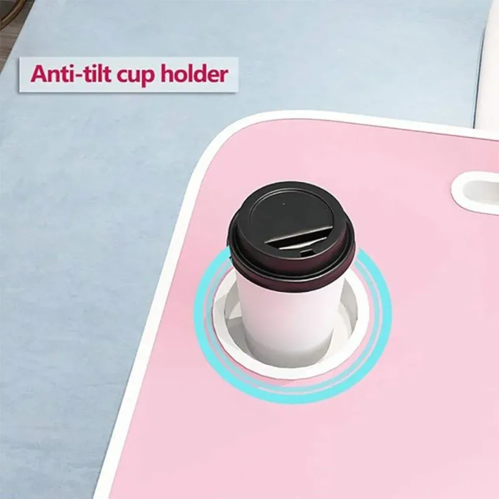 Laptop Bed Table Foldable Lap Standing Desk w/ Cup Slot for Indoor Picnic Tray