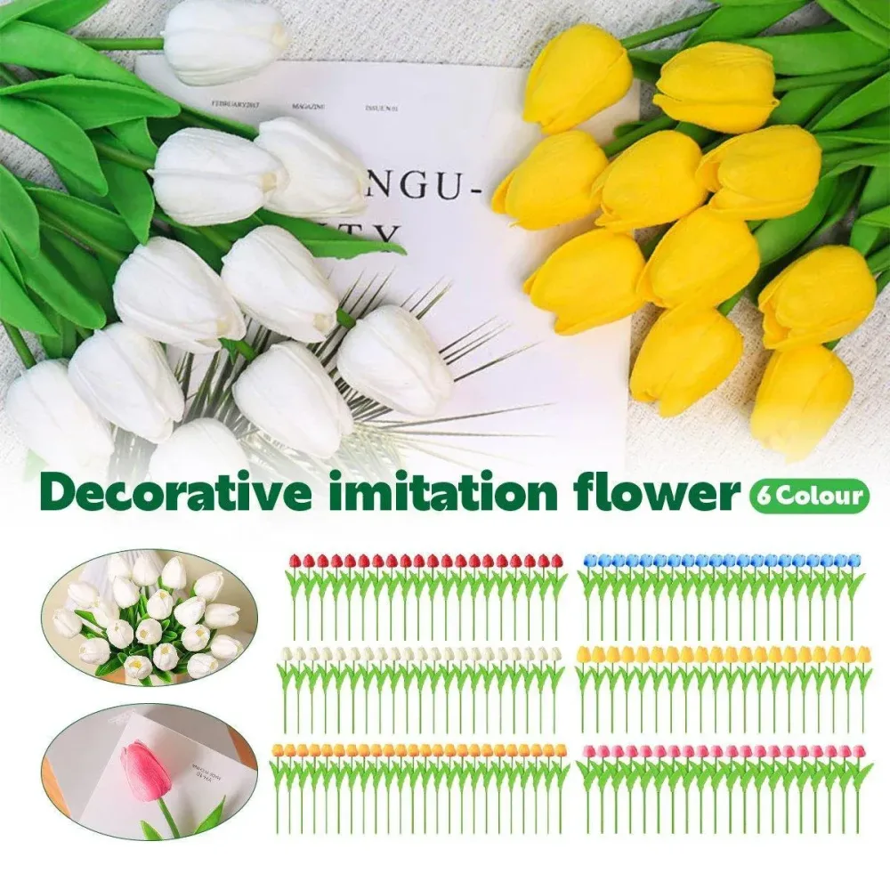 20PCS Real Touch Artificial Tulip Bouquet Fake Flowers for Home Wedding Decor
