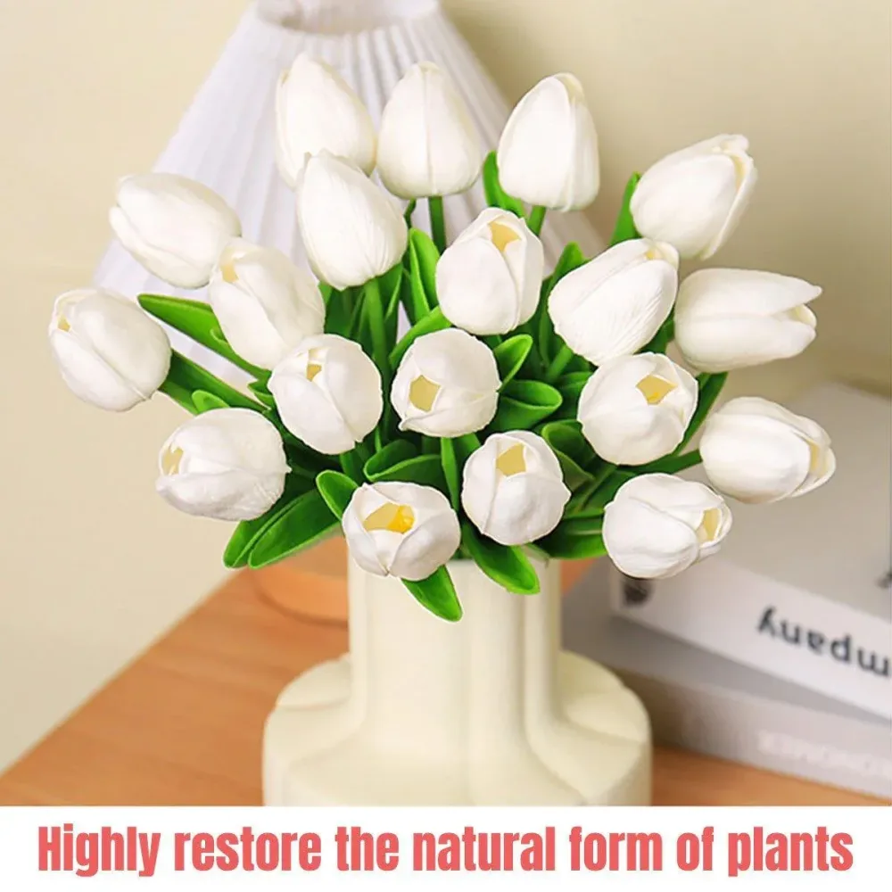 20PCS Real Touch Artificial Tulip Bouquet Fake Flowers for Home Wedding Decor