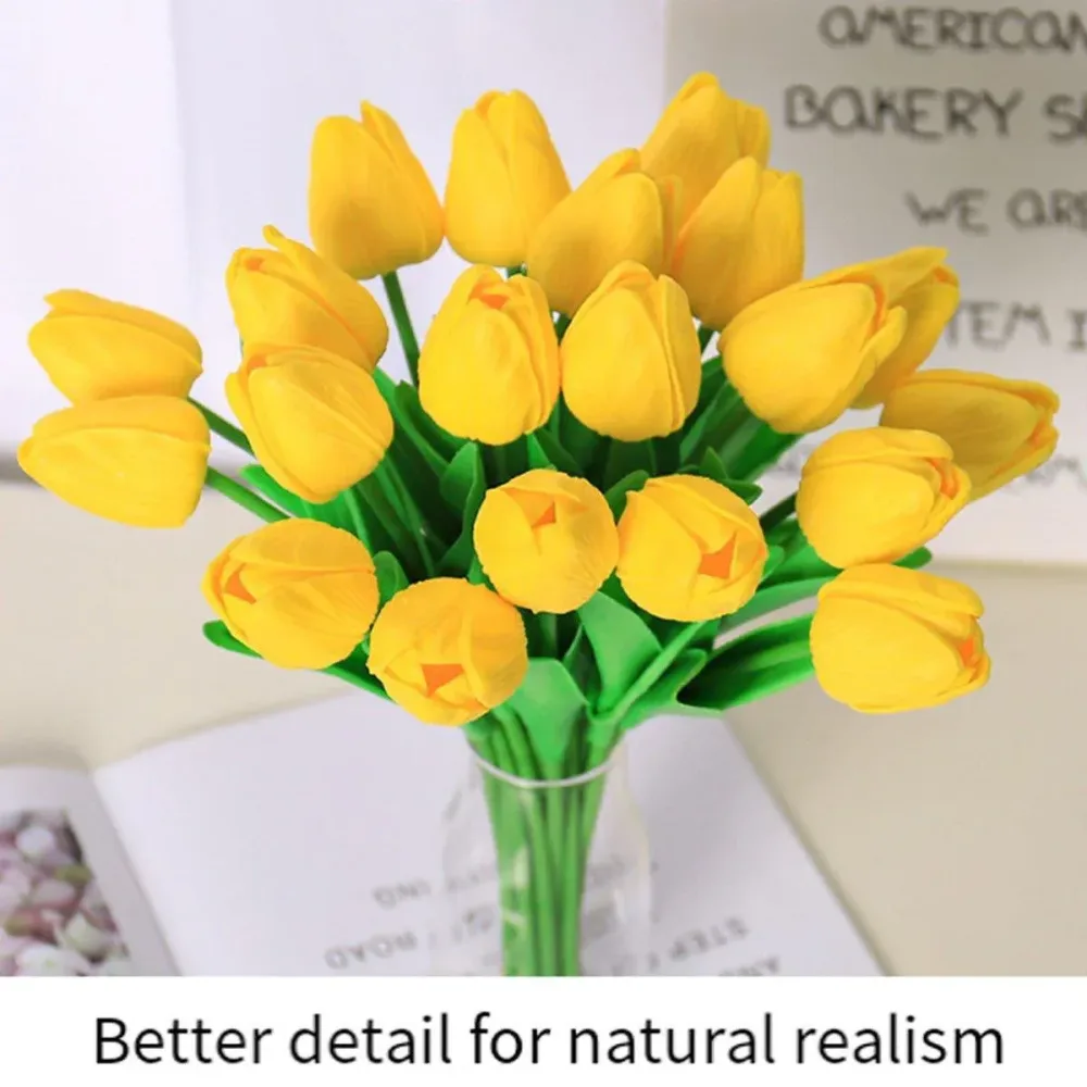 20PCS Real Touch Artificial Tulip Bouquet Fake Flowers for Home Wedding Decor