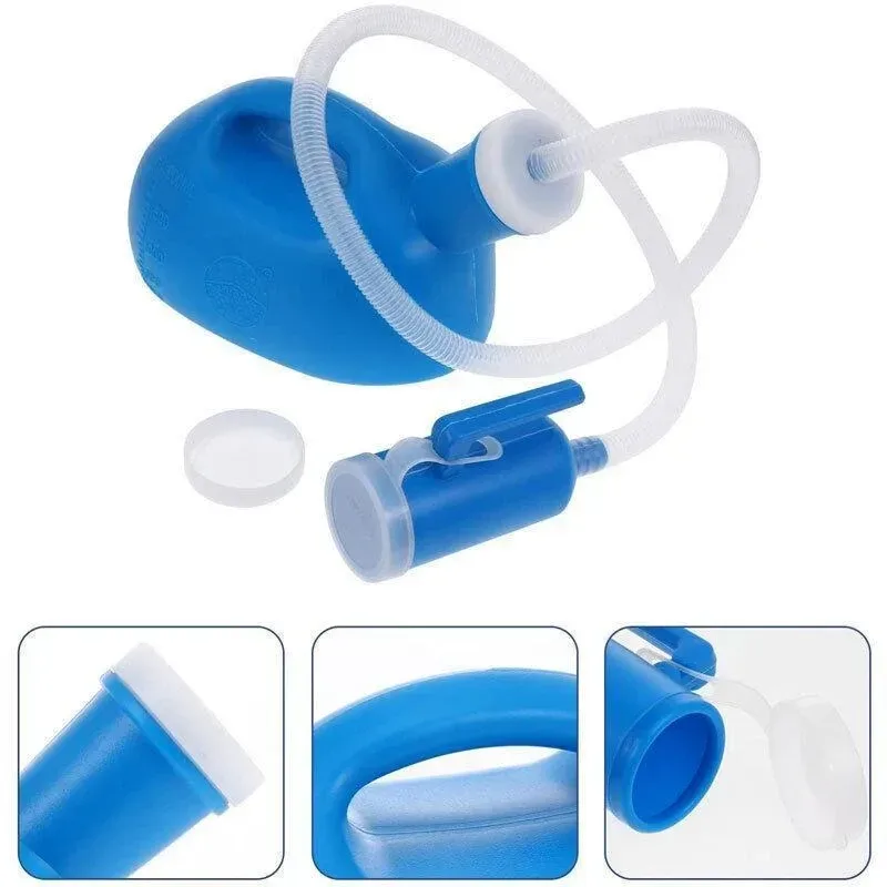 2000ml Portable Male Urinal Bottle w/ 1.2m Tube for Car Camping Travel Outdoor