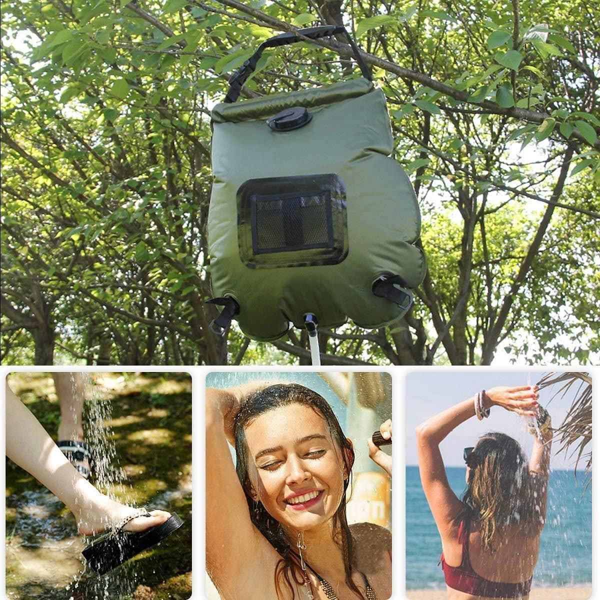 20L Camp Shower Bag Solar Heat Water Pipe Portable Camping Hiking Travel Outdoor
