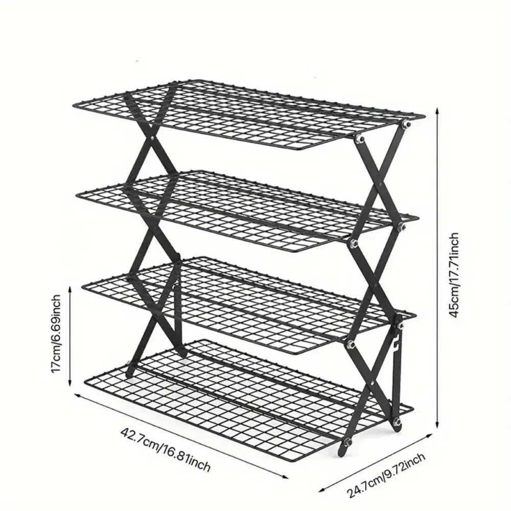 3/4 Tier Camping Dining Rack Iron Shelf Portable Picnic Rack Foldable Storage