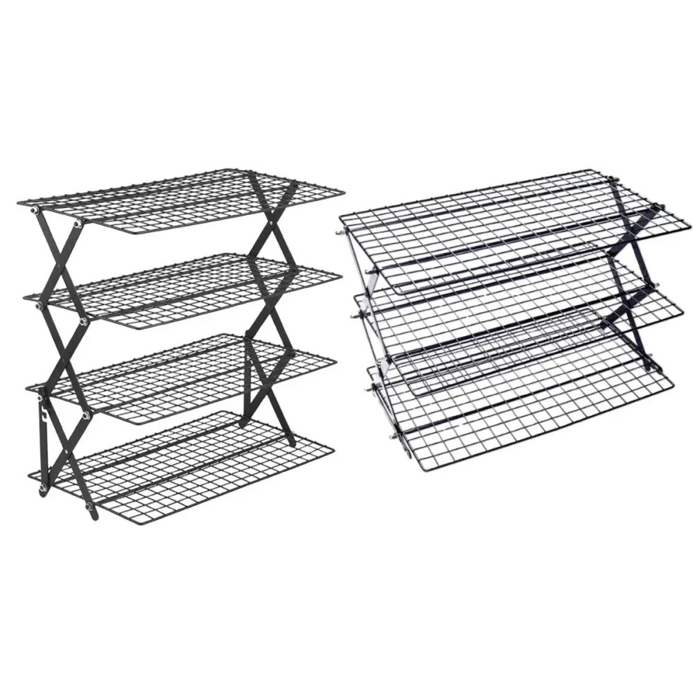 3/4 Tier Camping Dining Rack Iron Shelf Portable Picnic Rack Foldable Storage