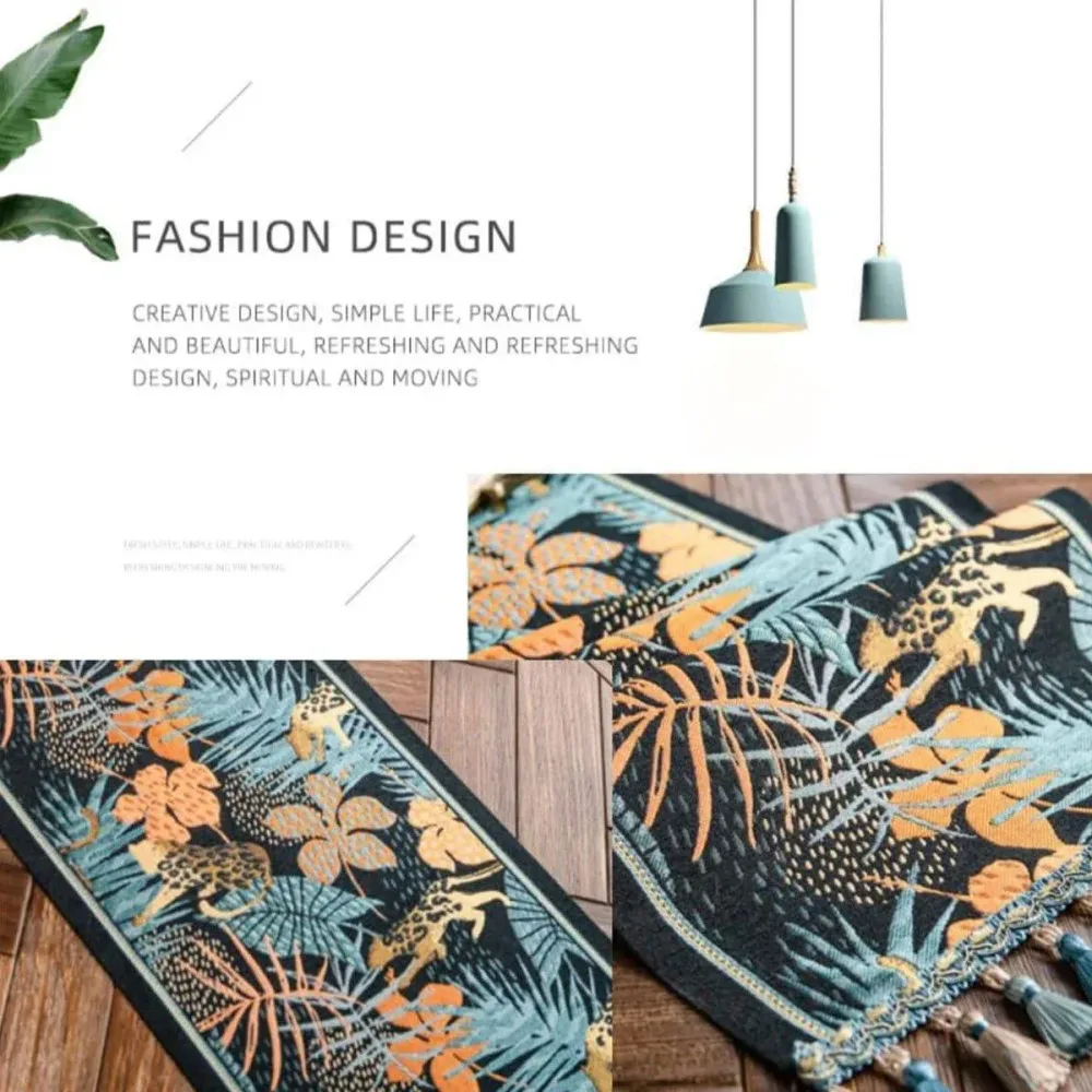 Floral Tablecloth for Coffee Table Banana Leaf Pattern Dining Table Cover Decor