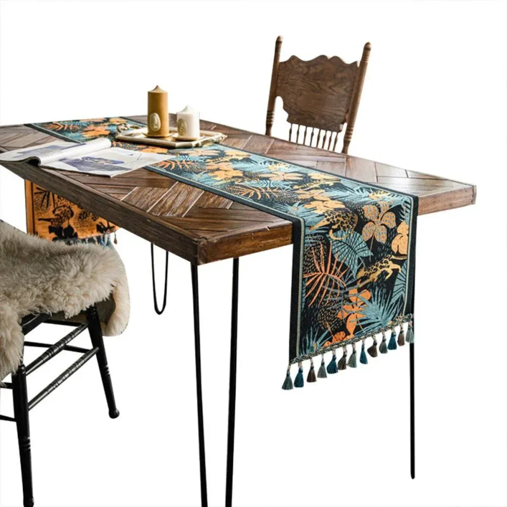 Floral Tablecloth for Coffee Table Banana Leaf Pattern Dining Table Cover Decor