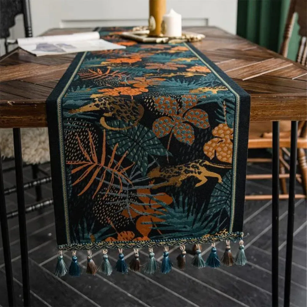 Floral Tablecloth for Coffee Table Banana Leaf Pattern Dining Table Cover Decor