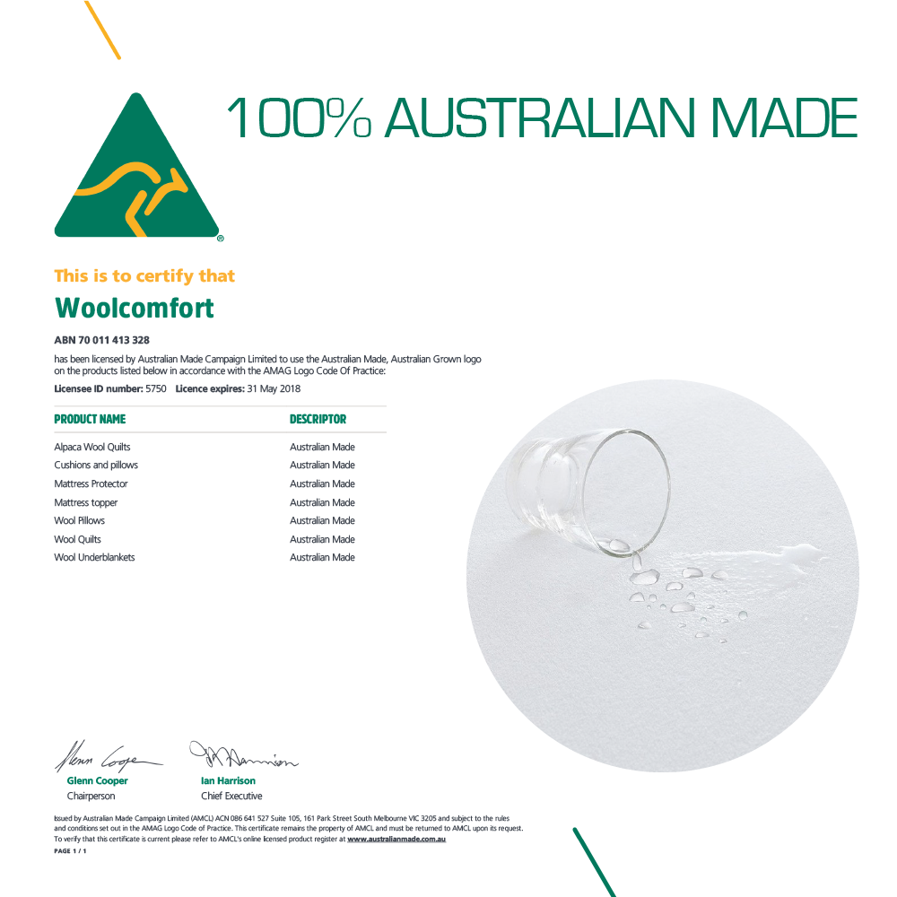 Woolcomfort Cotton Terry Fully Fitted Waterproof Mattress Protector King Single