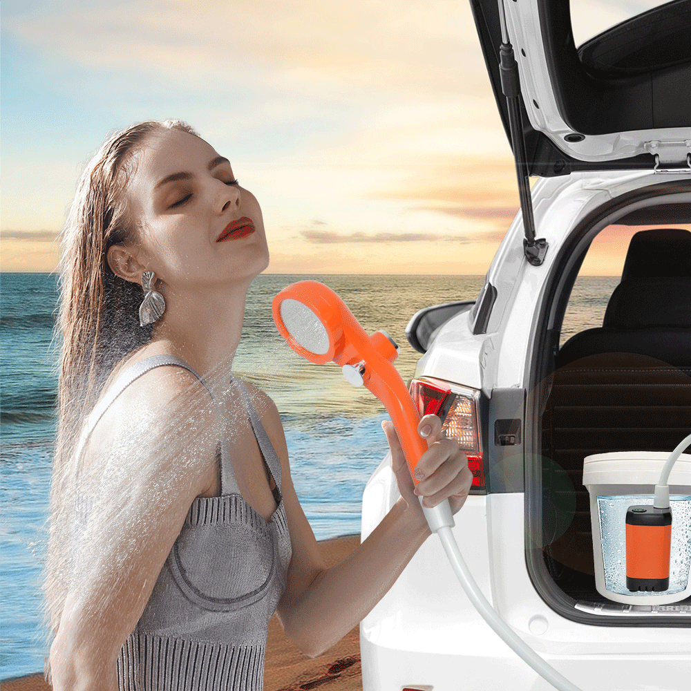 Portable Camping Shower IPX7 Waterproof Outdoor Shower Water Pump w