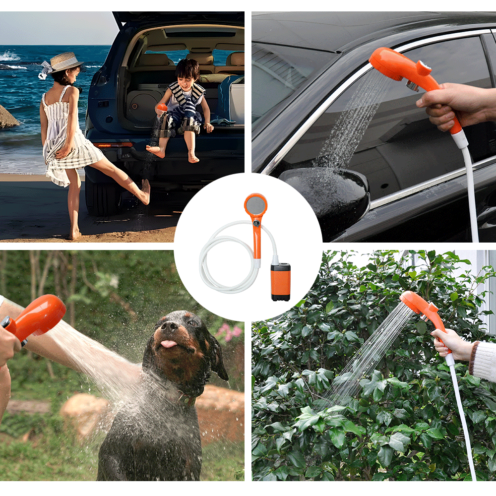 Portable Camping Shower IPX7 Waterproof Outdoor Shower Water Pump w
