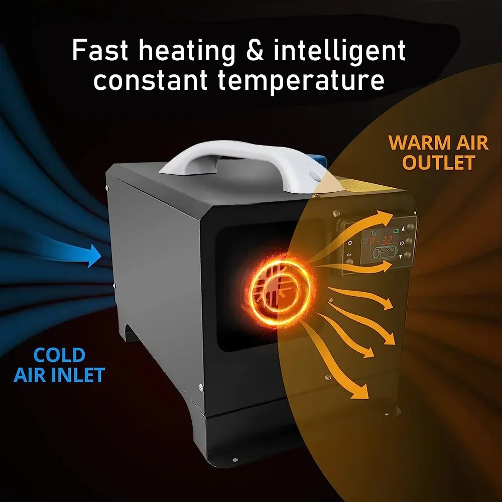Diesel Air Heater 12V 8KW Tank Portable Heater Thermostat w/ Remote Control &