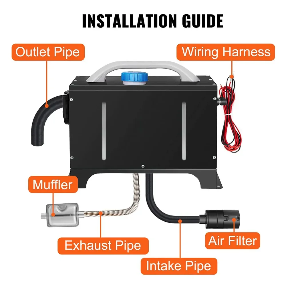 Diesel Air Heater 12V 8KW Tank Portable Heater Thermostat w/ Remote Control &