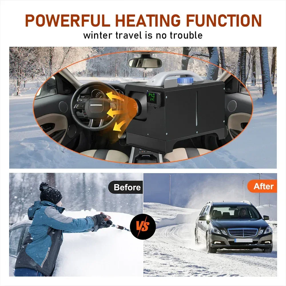 Diesel Air Heater 12V 8KW Tank Portable Heater Thermostat w/ Remote Control &