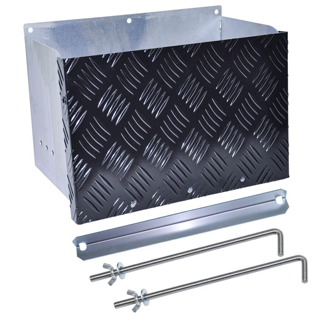 Battery Box Set Sturdy Galvanized Trailer Caravan Boat Spare Part w/ Lid & Hole