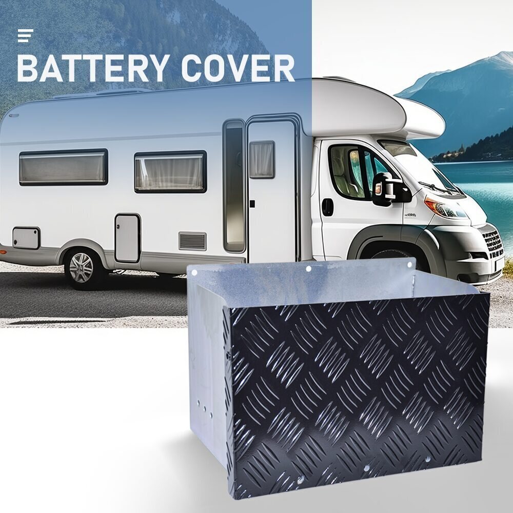 Battery Box Set Sturdy Galvanized Trailer Caravan Boat Spare Part w/ Lid & Hole