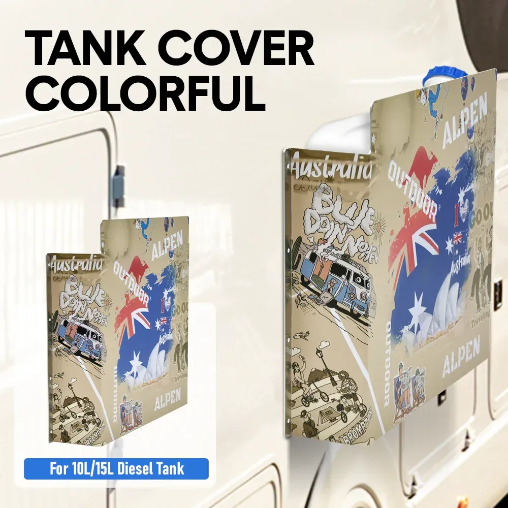 Alpen Outdoor Diesel Tank Cover Silver Gas Tank Bracket 2mm Thick Aluminium Tank