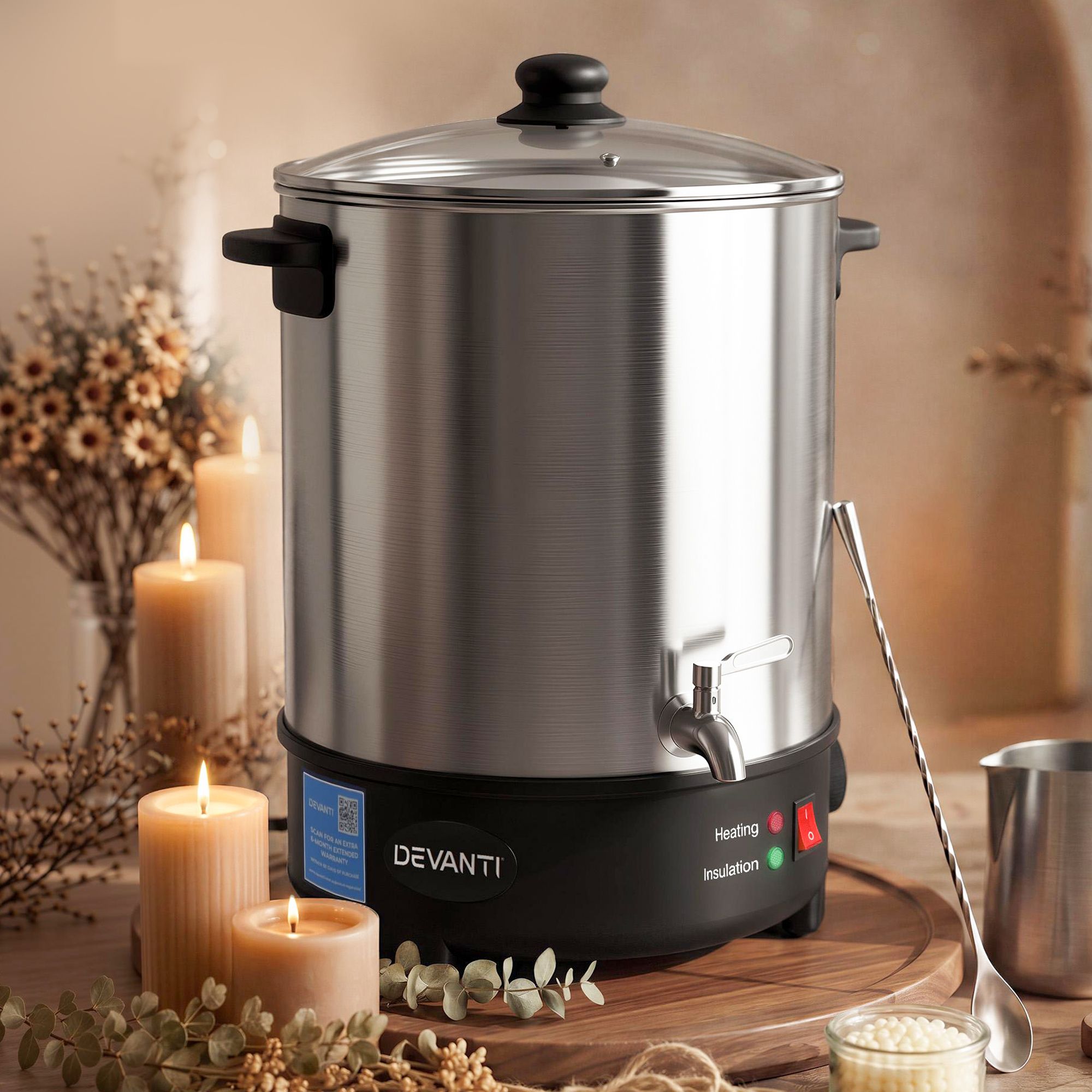 Devanti 16L Wax Melter Candle Making 1500W Melting Pot Furnace Quick Pour Spout