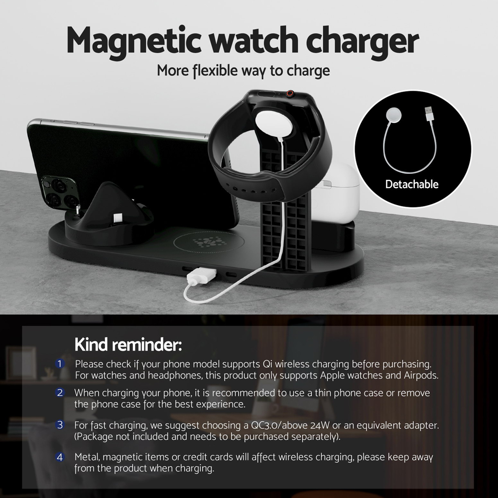Devanti 4 in 1 Wireless Charger Multi-function Station for Phone Airpod iWatch