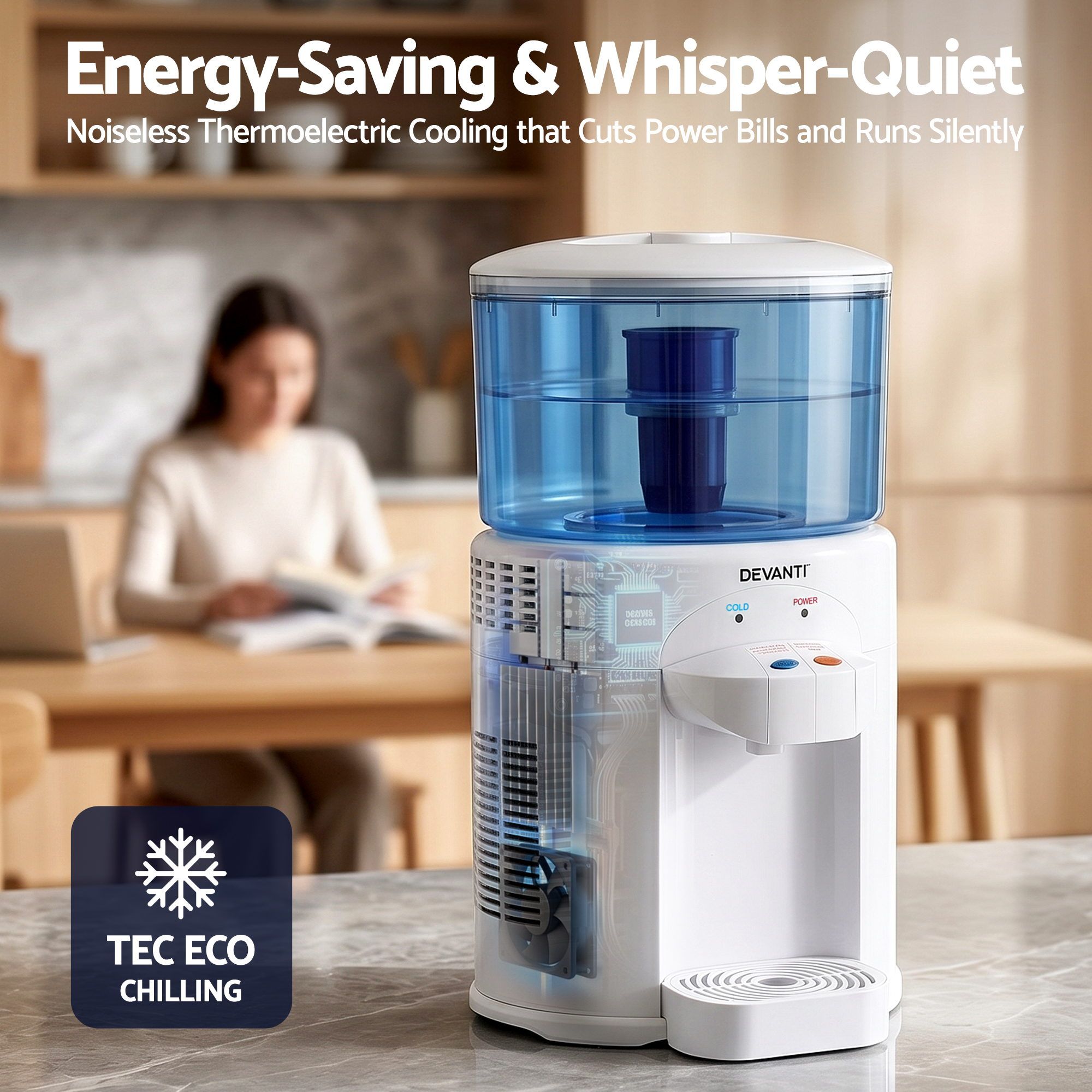 Devanti 5L Bench Top Water Cooler Dispenser w/ Filter 2 Taps Countertop Water