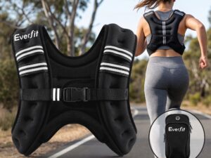 Everfit 3kg Weighted Vest Men Women, Reflective Running Vest with Armband Pouch