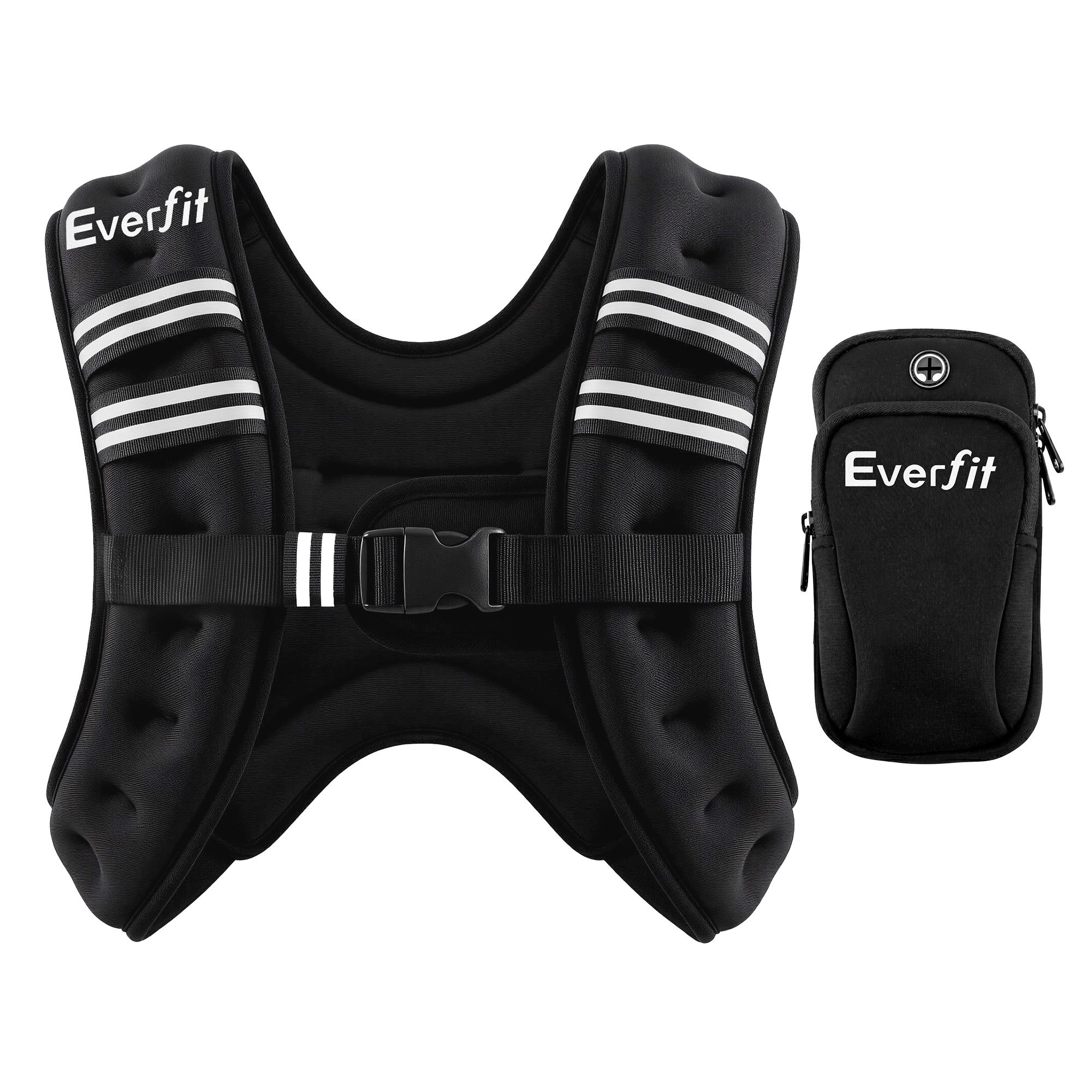Everfit 3kg Weighted Vest Men Women, Reflective Running Vest with Armband Pouch
