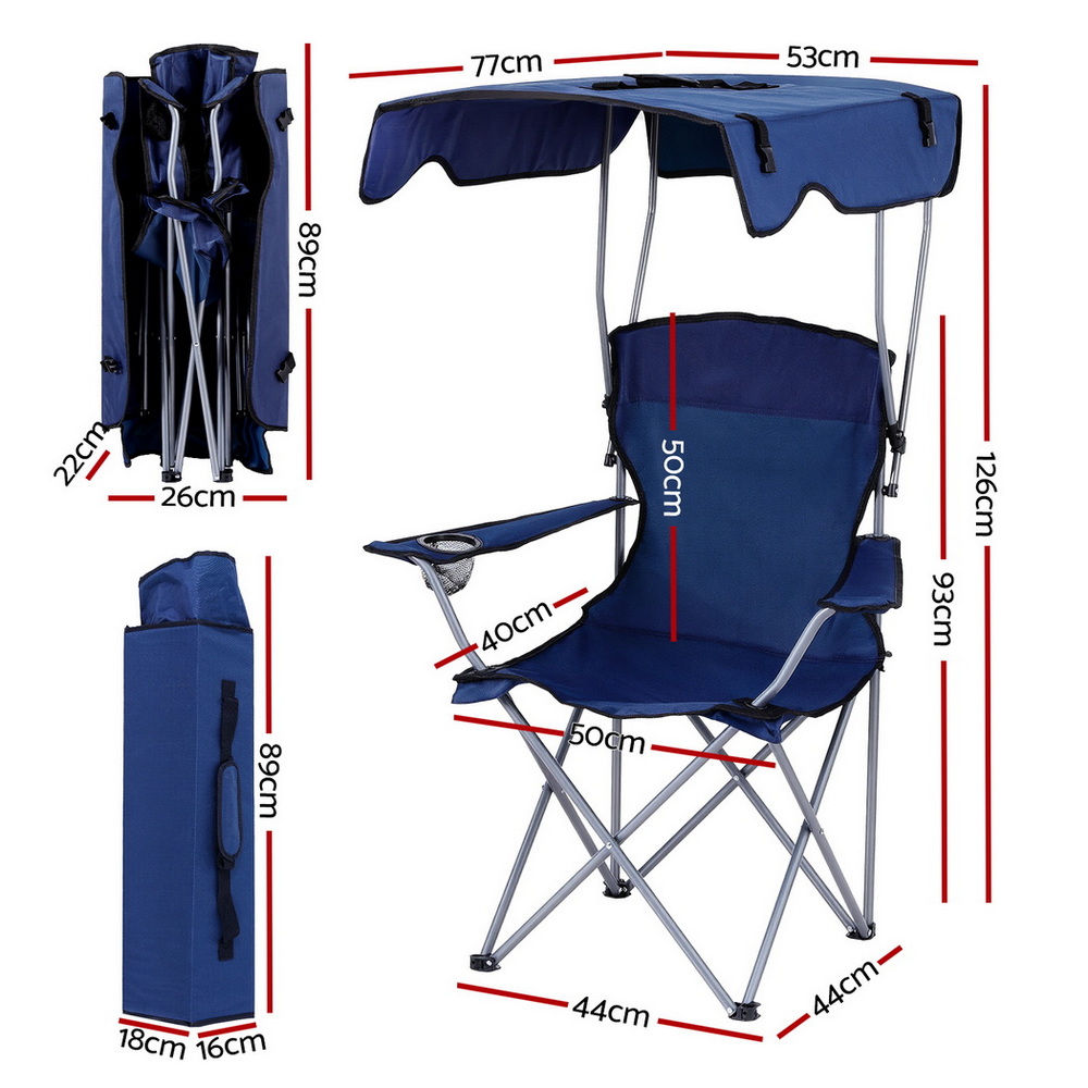Weisshorn Camping Chair w/ Canopy Folding Outdoor Portable Seat Lightweight