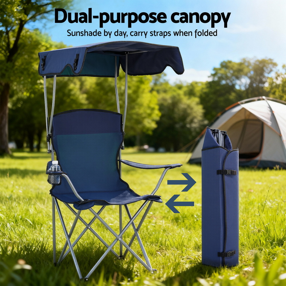 Weisshorn Camping Chair w/ Canopy Folding Outdoor Portable Seat Lightweight