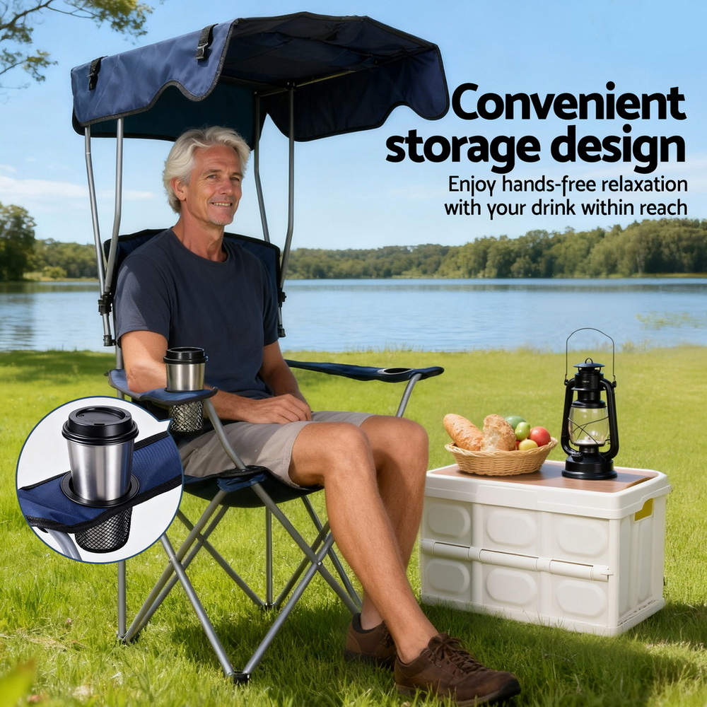 Weisshorn Camping Chair w/ Canopy Folding Outdoor Portable Seat Lightweight