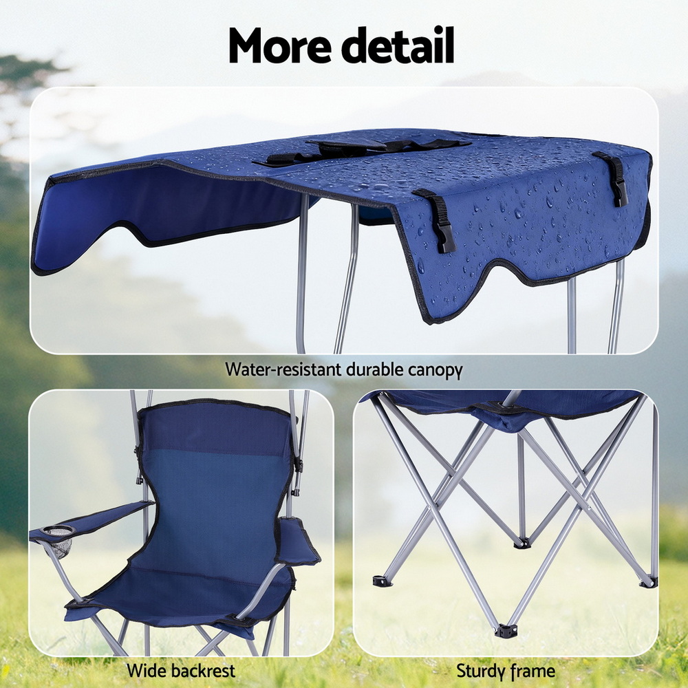 Weisshorn Camping Chair w/ Canopy Folding Outdoor Portable Seat Lightweight
